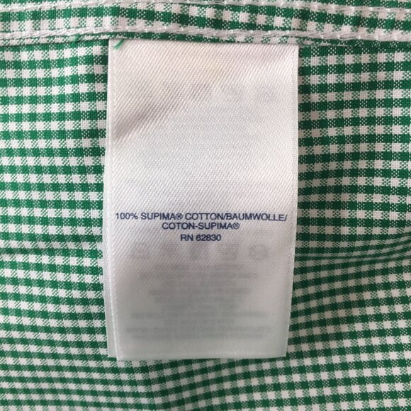 Land's End Mens Button Down Shirt Long Sleeve Green White Checker Office Size XL - Picture 11 of 13
